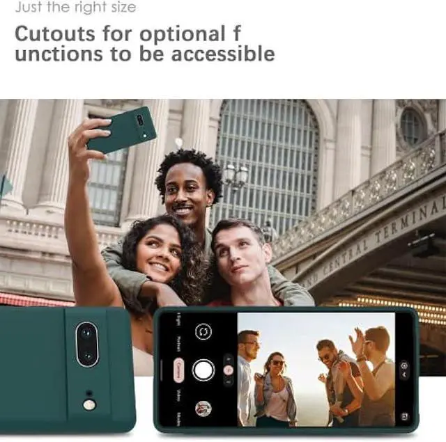 Alt view image 6 of 7 - YATWIN Silicone Case for Google Pixel 7 5G, Soft-Touch, Shockproof, DustProof, Full Body Armour Phone Cover for Google Pixel 7 5G - Dark Green