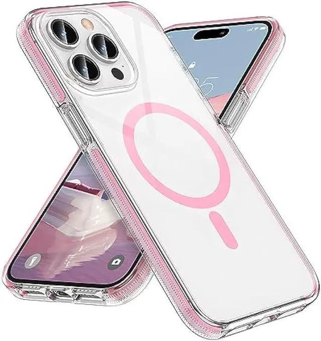 Main image of MILPROX Compatible with iPhone 15 Pro Max Case - Compatible with MagSafe - Magnetic Clear Trasparent Design - Non-Yellowing Anti-Slip - Shockproof Bumper Phone Cover - Pink