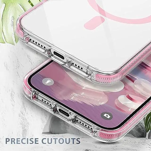 Alt view image 5 of 6 - MILPROX Compatible with iPhone 15 Pro Max Case - Compatible with MagSafe - Magnetic Clear Trasparent Design - Non-Yellowing Anti-Slip - Shockproof Bumper Phone Cover - Pink