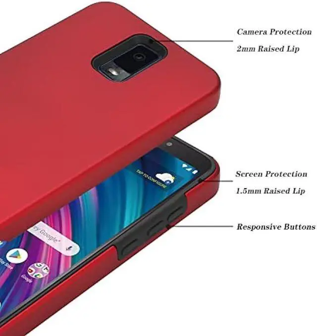 Alt view image 2 of 5 - Ailiber for BLU View 3 Phone Case with Tempered Glass Screen Protector, Magnetic Car Mount Built in Metal Plate, Shockproof Protective Cover Silicone TPU Case for BLU View 3-Black