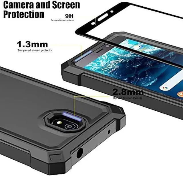 Alt view image 6 of 7 - Ailiber for Nokia C100 Phone Case, Nokia C100 Case with Screen Protector, 2 Layer Structure Protection, Shock-Absorbing Corners TPU Bumper, Heavy Duty Full Body Protective Cover for Nokia C100-Black