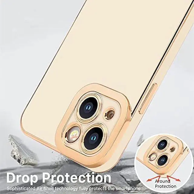 Alt view image 2 of 6 - Lafunda Compatible for iPhone 13 Case Cute, Luxury Golden Edge Electroplate Case for Women Girls, Full Camera Protection Shockproof Anti-Scratch Soft TPU Bumper Phone Case Cover for iPhone 13, White