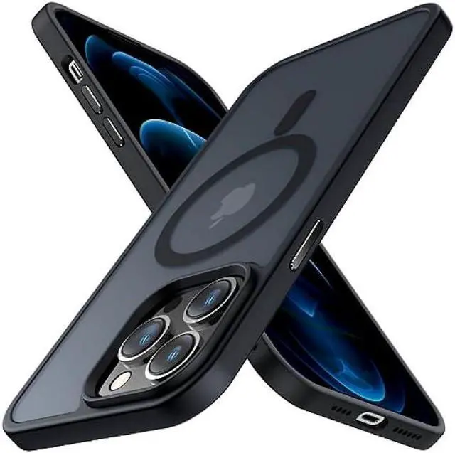 Main image of Meifigno Magic Mag Series Designed for iPhone 12 Pro Max Case, [Military Grade Protection & Compatible with MagSafe], Translucent Matte Back with Aluminum Alloy Keys for iPhone 12 Pro Max 6.7, Black