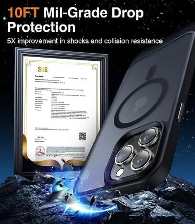 Alt view image 4 of 6 - Meifigno Magic Mag Series Designed for iPhone 12 Pro Max Case, [Military Grade Protection & Compatible with MagSafe], Translucent Matte Back with Aluminum Alloy Keys for iPhone 12 Pro Max 6.7, Black