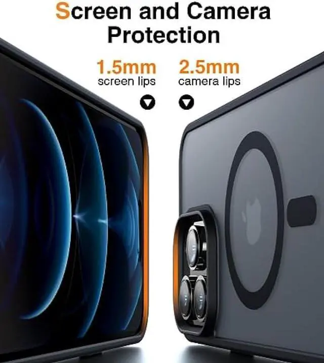 Alt view image 6 of 6 - Meifigno Magic Mag Series Designed for iPhone 12 Pro Max Case, [Military Grade Protection & Compatible with MagSafe], Translucent Matte Back with Aluminum Alloy Keys for iPhone 12 Pro Max 6.7, Black