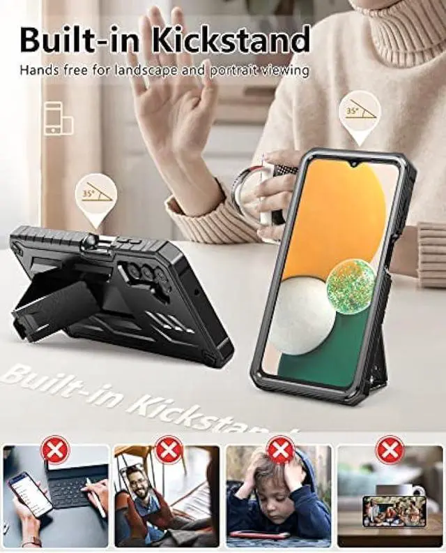 Alt view image 3 of 6 - for Samsung Galaxy A13 5G Case: TPU Soft Shock Proof Protection | Matte Textured Design Shell - Heavy Duty Military Grade Rugged Cell Phone Protective Cover with Kickstand for A13 5G (Black)