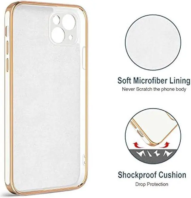 Alt view image 3 of 6 - Hython Case for iPhone 13 Case with Ring Stand [360°Rotatable Ring Holder Magnetic Kickstand] [Plated Rose Gold Edge] Slim Soft TPU Cover Luxury Protective Phone Case for Women Men, White