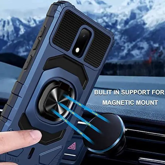 Alt view image 2 of 6 - Ailiber Case for AT&T Motivate 2, AT&T Motivate 3 Phone Case, Cricket Splendor Case with Screen Protector, Ring Kickstand for Magnetic Car Mount, Heavy Duty Shockproof Protective Cover for Icon 3-Blue