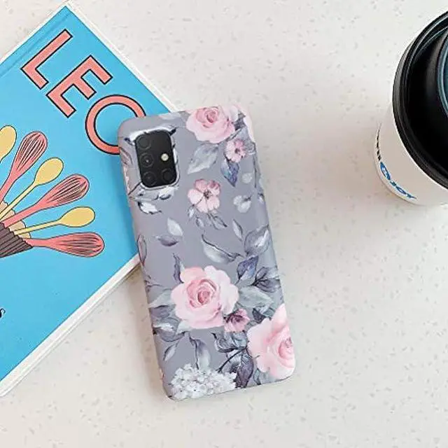Alt view image 3 of 6 - Samsung Galaxy A51 Phone Case for Women Girls,YeLoveHaw Soft Slim Fit Full-around Protective Cute Case Cover with Floral Purple Gray Leaves Pattern for Samsung GalaxyA51 (NOT Fit A51 5G)(Pink Flowers)