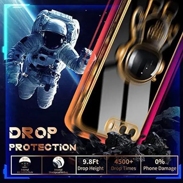 Alt view image 5 of 6 - Coralogo for iPhone 7 Plus/iPhone 8 Plus Case Astronaut Cute for Women Girls Girly Unique Black Phone Cases with Astronaut Hidden Stand Kickstand 6D Design Cover for iPhone 7Plus/8Plus 5.5 inch