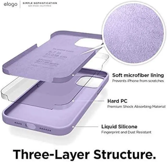 Alt view image 2 of 7 - elago Compatible with iPhone 12 Pro Max Case, Liquid Silicone Case for iPhone 12 Pro Max 6.7 Inch [Purple] - Full Body Protection (Screen & Camera Protection)