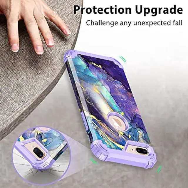 Alt view image 6 of 6 - Rancase for iPhone 8 Plus Case,iPhone 7 Plus Case,Three Layer Heavy Duty Shockproof Protection Hard Plastic Bumper +Soft Silicone Rubber Protective Case for Apple iPhone 8 Plus/7 Plus,Purple