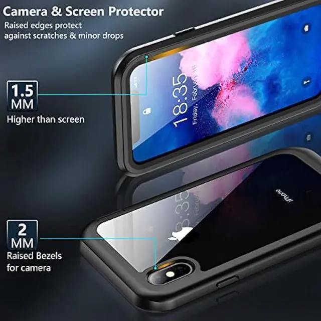 Alt view image 4 of 7 - Eonfine for iPhone X Case,for iPhone Xs Case, Built-in Screen Protector Full Body Protection Heavy Duty Shockproof Rugged Cover Skin for iPhone X/Xs 5.8inch (Black/Clear)