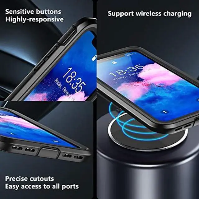 Alt view image 5 of 7 - Eonfine for iPhone X Case,for iPhone Xs Case, Built-in Screen Protector Full Body Protection Heavy Duty Shockproof Rugged Cover Skin for iPhone X/Xs 5.8inch (Black/Clear)