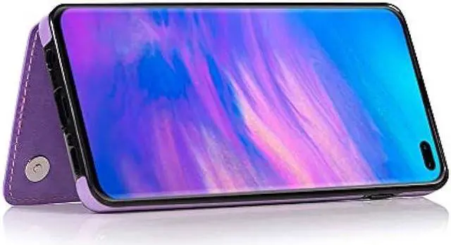 Alt view image 6 of 7 - Phone Case for Samsung Galaxy S10 Plus with Tempered Glass Screen Protector and Card Holder Wallet Cover Stand Flip Leather Cell Accessories Glaxay S10+ 10S S 10 10plus S10plus Cases Women Girl Purple