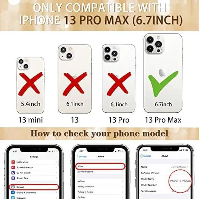 Alt view image 2 of 6 - Petitian for iPhone 13 Pro Max Case, Cute Women Girls Bling Glitter Designed Heart Phone Cases for iPhone 13 Pro Max, Girly Gold Plating Phone Cover for 13 Promax with Camera Protector Black