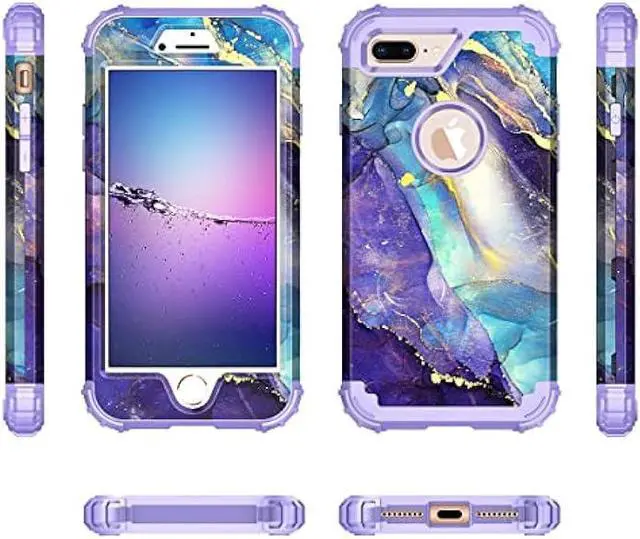 Alt view image 2 of 6 - Rancase for iPhone 8 Plus Case,iPhone 7 Plus Case,Three Layer Heavy Duty Shockproof Protection Hard Plastic Bumper +Soft Silicone Rubber Protective Case for Apple iPhone 8 Plus/7 Plus,Purple