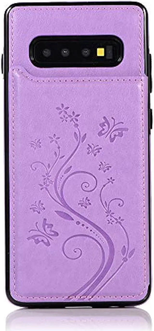 Alt view image 7 of 7 - Phone Case for Samsung Galaxy S10 Plus with Tempered Glass Screen Protector and Card Holder Wallet Cover Stand Flip Leather Cell Accessories Glaxay S10+ 10S S 10 10plus S10plus Cases Women Girl Purple