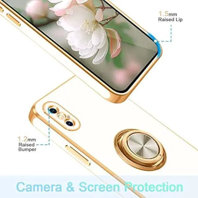 Alt view image 2 of 7 - Fingic iPhone Xs Case with Ring,iPhone X Case 360°Stand Holder Slim Lightweight Kickstand Magnetic Car Mount for Girls Boy Antiscratch Military Grade Protective Phone Case for iPhone X/XS,5.8,White