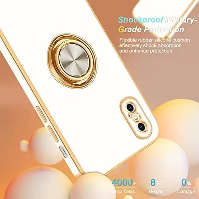 Alt view image 3 of 7 - Fingic iPhone Xs Case with Ring,iPhone X Case 360°Stand Holder Slim Lightweight Kickstand Magnetic Car Mount for Girls Boy Antiscratch Military Grade Protective Phone Case for iPhone X/XS,5.8,White