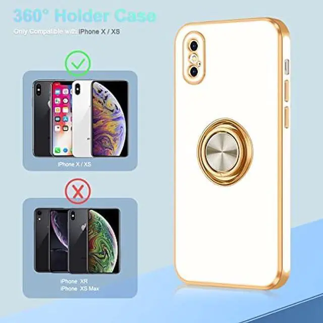 Alt view image 6 of 7 - Fingic iPhone Xs Case with Ring,iPhone X Case 360°Stand Holder Slim Lightweight Kickstand Magnetic Car Mount for Girls Boy Antiscratch Military Grade Protective Phone Case for iPhone X/XS,5.8,White