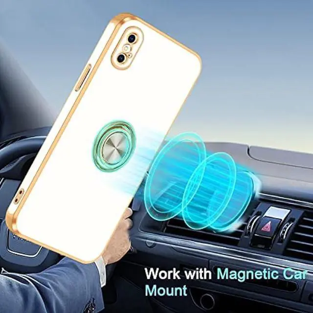 Alt view image 7 of 7 - Fingic iPhone Xs Case with Ring,iPhone X Case 360°Stand Holder Slim Lightweight Kickstand Magnetic Car Mount for Girls Boy Antiscratch Military Grade Protective Phone Case for iPhone X/XS,5.8,White