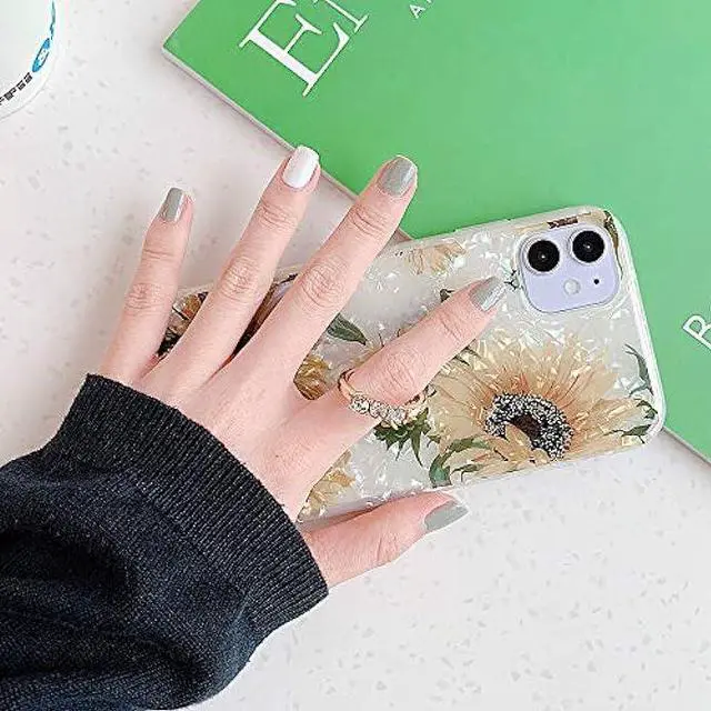 Alt view image 6 of 6 - Qokey Compatible with iPhone SE Case 2022/2020,iPhone 8 Case,iPhone 7 Case 4.7 inch Flower Cute Fashion Cover for Women Girls 360 Degree Rotating Ring Kickstand Soft TPU Shockproof Cover Sunflowers