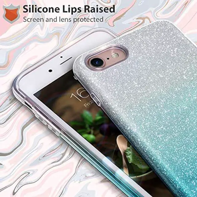 Alt view image 2 of 7 - MATEPROX iPhone Se 2022 Case,iPhone SE 2020 case,iPhone 8 case,iPhone 7 Glitter Bling Sparkle Cute Girls Women Protective Case for 4.7 iPhone 7/8/SE(Gradient Green)