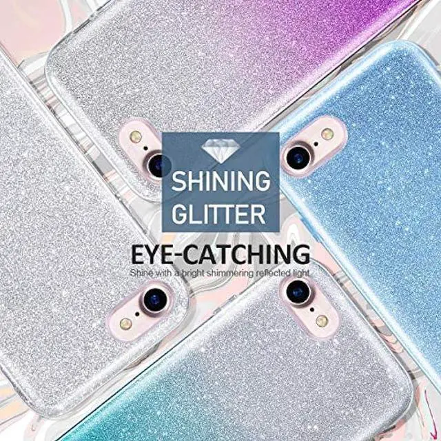 Alt view image 7 of 7 - MATEPROX iPhone Se 2022 Case,iPhone SE 2020 case,iPhone 8 case,iPhone 7 Glitter Bling Sparkle Cute Girls Women Protective Case for 4.7 iPhone 7/8/SE(Gradient Green)