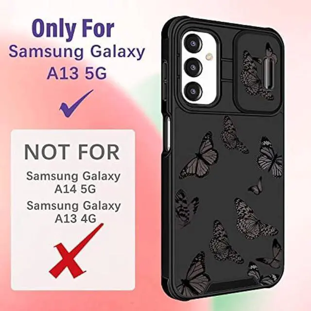Alt view image 2 of 6 - Funermei (2in1 for Samsung Galaxy A13 5G Case for Women Butterfly Cute Girls Phone Cover Girly Pretty Aesthetic Black Butterfly Design with Camera Cover and Ring Stand Funda for Samsung A13 5G Case