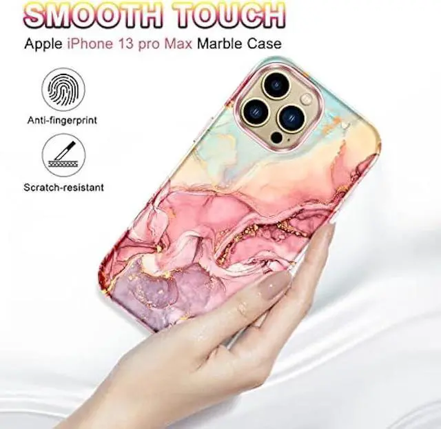 Alt view image 6 of 6 - Btscase Compatible with iPhone 13 Pro Max Case 6.7 Inch 2021,Marble Pattern 3 in 1 Heavy Duty Shockproof Full Body Rugged Hard PC+Soft Silicone Drop Protective Women Girl Phone Cases, Rose Gold