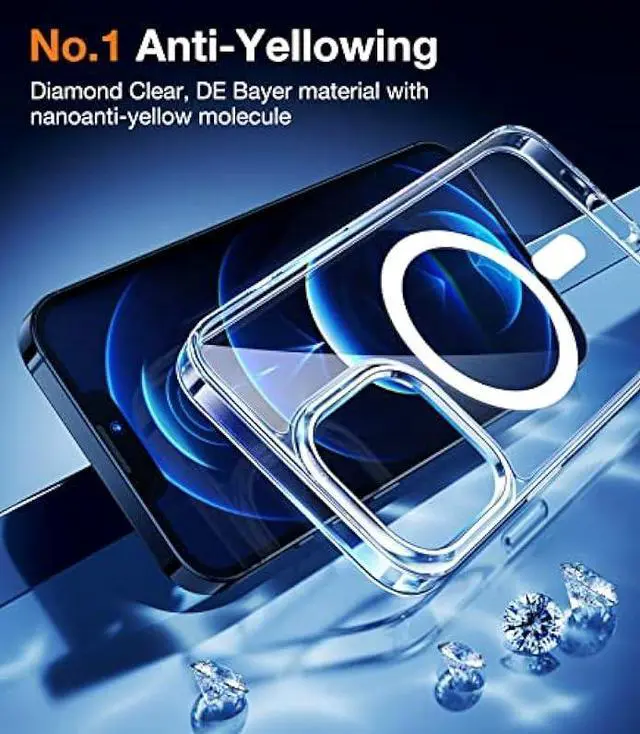 Alt view image 4 of 6 - TORRAS Magnetic for iPhone 12 Case/iPhone 12 Pro Case, [Military Grade Drop Tested] [Compatible with MagSafe] Shockproof Translucent Hard Back Soft Slim Protective Case for iPhone 12/12 Pro, Clear