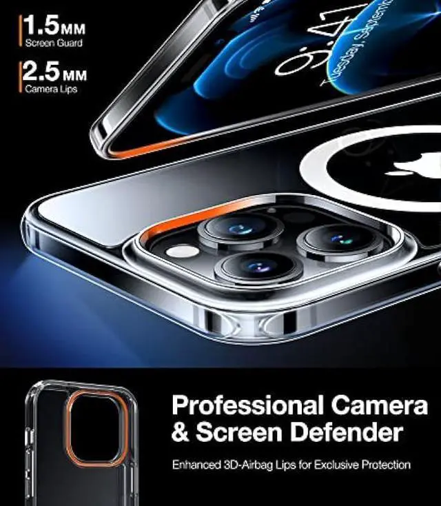 Alt view image 6 of 6 - TORRAS Magnetic for iPhone 12 Case/iPhone 12 Pro Case, [Military Grade Drop Tested] [Compatible with MagSafe] Shockproof Translucent Hard Back Soft Slim Protective Case for iPhone 12/12 Pro, Clear