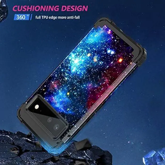 Alt view image 5 of 7 - Miqala Compatible with Google Pixel 6 Case,Shiny in The Dark Three Layer Heavy Duty Shockproof Hard Plastic Bumper +Soft Silicone Rubber Protective Case for Google Pixel 6,Blue Sky