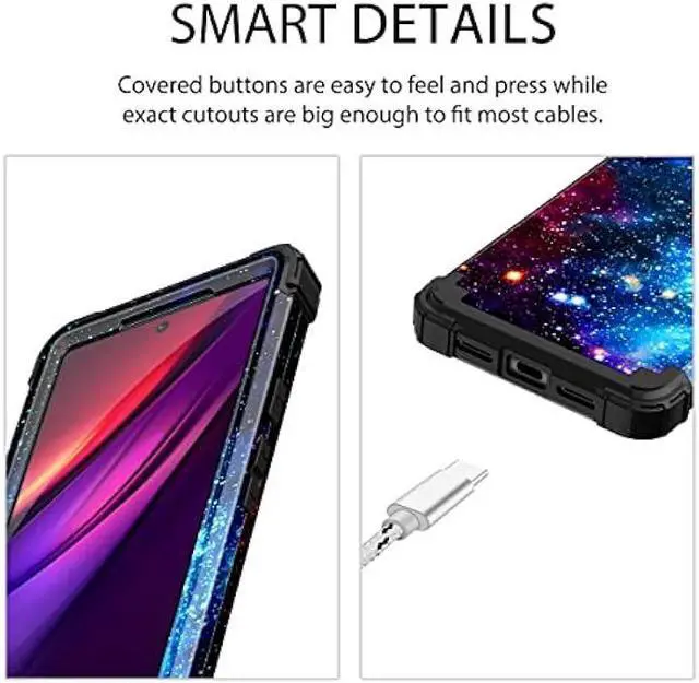 Alt view image 6 of 7 - Miqala Compatible with Google Pixel 6 Case,Shiny in The Dark Three Layer Heavy Duty Shockproof Hard Plastic Bumper +Soft Silicone Rubber Protective Case for Google Pixel 6,Blue Sky