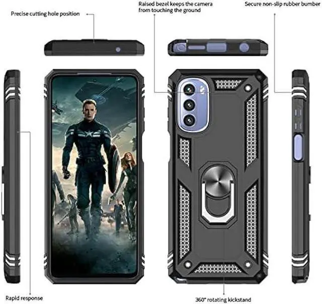 Alt view image 3 of 6 - LeYi for Moto G Stylus 2022 Phone Case 4G (Not Fit 5G), Moto G Stylus Case with 2 Pcs Screen Protector, Military-Grade Protective Case with Magnetic Ring Kickstand for Motorola G Stylus 2022 4G, Black