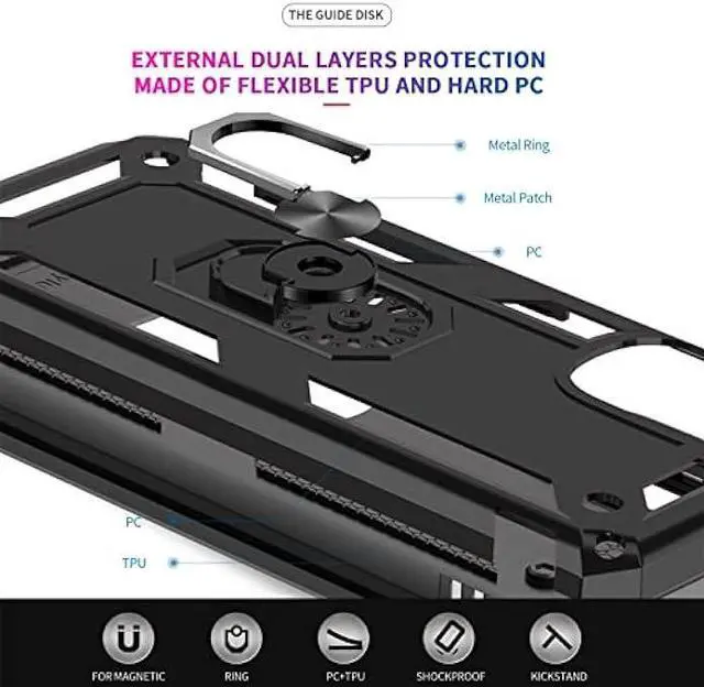 Alt view image 5 of 6 - LeYi for Moto G Stylus 2022 Phone Case 4G (Not Fit 5G), Moto G Stylus Case with 2 Pcs Screen Protector, Military-Grade Protective Case with Magnetic Ring Kickstand for Motorola G Stylus 2022 4G, Black