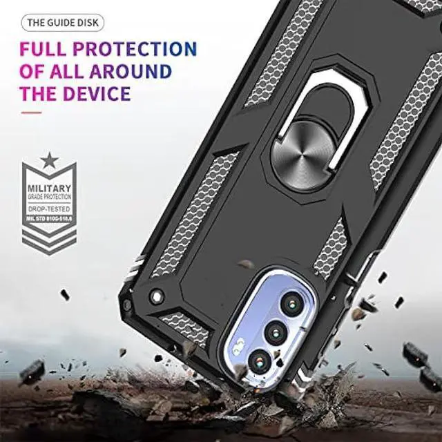 Alt view image 6 of 6 - LeYi for Moto G Stylus 2022 Phone Case 4G (Not Fit 5G), Moto G Stylus Case with 2 Pcs Screen Protector, Military-Grade Protective Case with Magnetic Ring Kickstand for Motorola G Stylus 2022 4G, Black