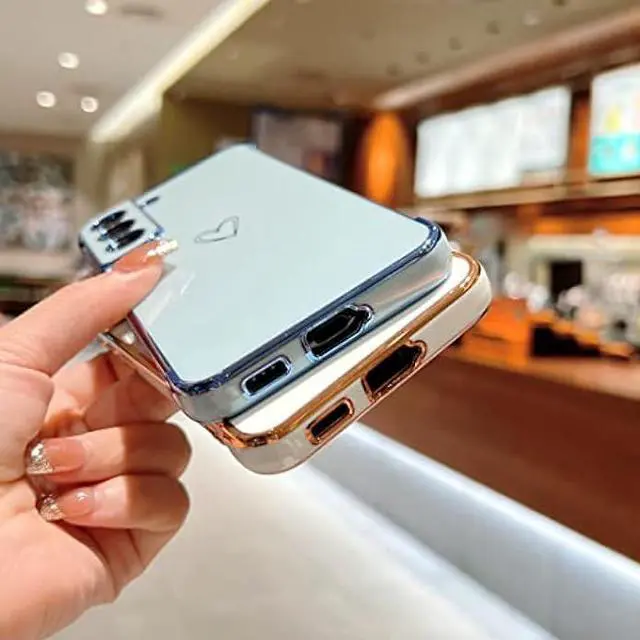 Alt view image 3 of 5 - ZTOFERA Designed for Samsung Galaxy S21 Plus 5G Case,Cute Plating Edge Love Hearts Pattern with Camera Lens Protection Phone Cover for Girls Women,Pink