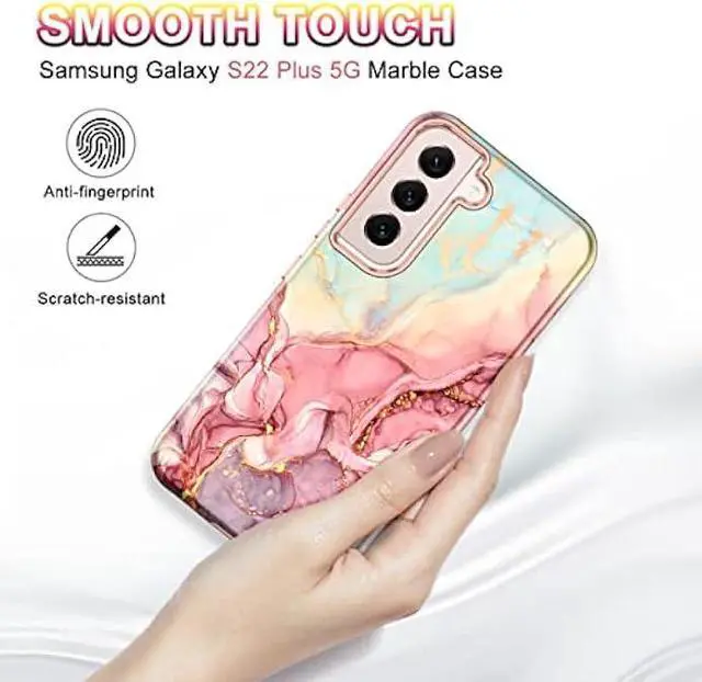 Alt view image 6 of 6 - Btscase for Samsung Galaxy S22+/S22 Plus 5G Case, Marble Pattern 3 in 1 Heavy Duty Shockproof Full Body Rugged Hard PC+Soft Silicone Drop Protective Women Girl Covers for S22+/S22 Plus, Rose Gold