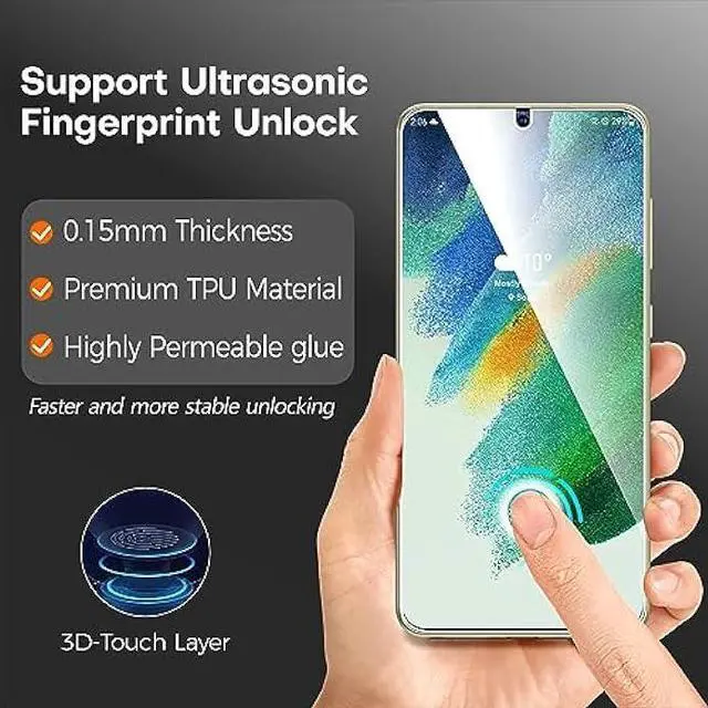Alt view image 4 of 6 - Rayboen Case for Galaxy S21 FE 5G with Screen Protector Soft(2Pcs), Crystal Clear Shockproof Protective Phone Case, Hard PC Back Soft TPU Frame Slim Transparent Cover for Samsung Galaxy S21 FE