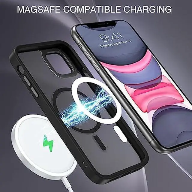 Alt view image 2 of 6 - BENTOBEN iPhone 11 Phone Case, Phone case iPhone 11 Magnetic Case [Compatible with MagSafe] Translucent Matte Slim Shockproof Anti-Fingerprint Anti-Scratch Protective Cover for iPhone 11 6.1 Black