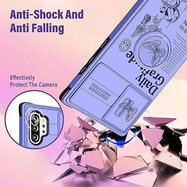 Alt view image 3 of 6 - Funermei (2in1 for Samsung Galaxy Note 10 Plus Phone Case for Women Cute Girls Cover Butterfly Girly Aesthetic Purple Butterfly Unique Design with Camera Cover+Ring Funda for Galaxy Note 10 Plus Case