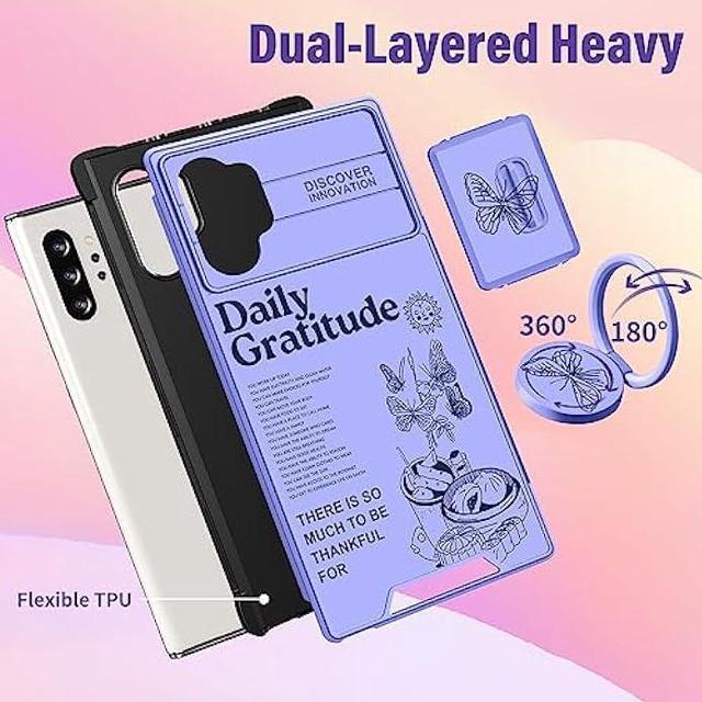 Alt view image 5 of 6 - Funermei (2in1 for Samsung Galaxy Note 10 Plus Phone Case for Women Cute Girls Cover Butterfly Girly Aesthetic Purple Butterfly Unique Design with Camera Cover+Ring Funda for Galaxy Note 10 Plus Case