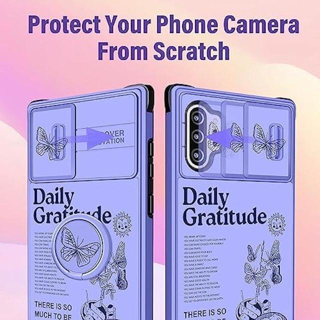 Alt view image 4 of 6 - Funermei (2in1 for Samsung Galaxy Note 10 Plus Phone Case for Women Cute Girls Cover Butterfly Girly Aesthetic Purple Butterfly Unique Design with Camera Cover+Ring Funda for Galaxy Note 10 Plus Case