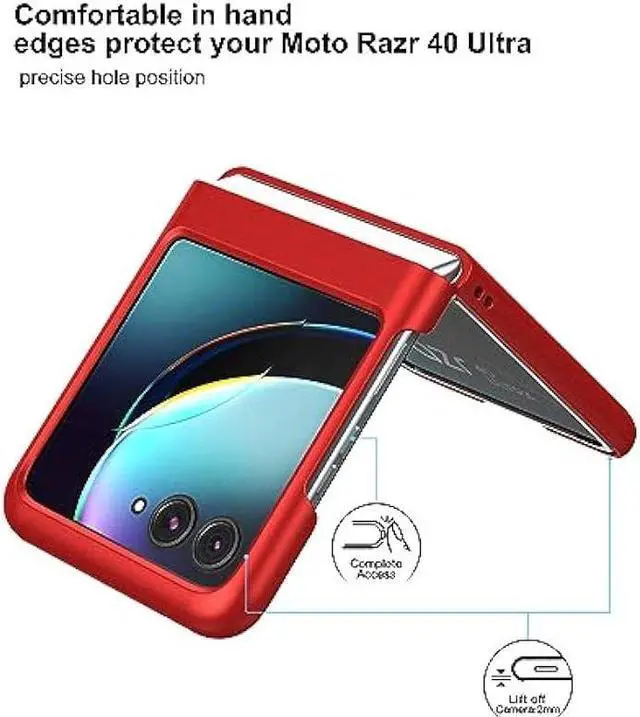 Alt view image 2 of 6 - Foluu Slim Fit Case for Motorola Razr Plus 2023, with 1 Pack Soft Inner TPU Moto Razr Plus 2023 Screen Protector, 1 Pack Front Built-in Screen Protector, Matte PC Cover for Motorola Razr+ 2023 Red