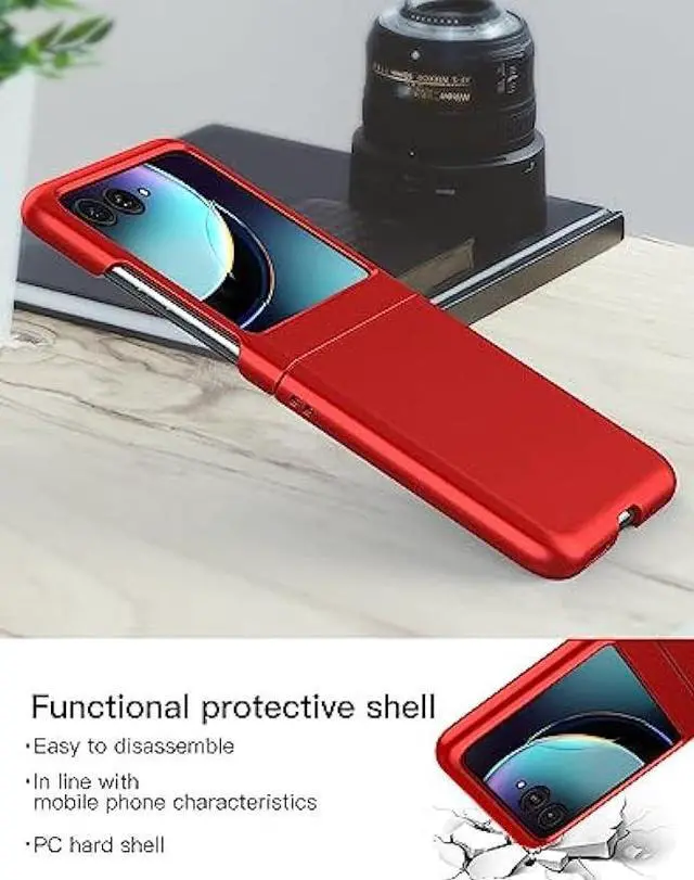 Alt view image 3 of 6 - Foluu Slim Fit Case for Motorola Razr Plus 2023, with 1 Pack Soft Inner TPU Moto Razr Plus 2023 Screen Protector, 1 Pack Front Built-in Screen Protector, Matte PC Cover for Motorola Razr+ 2023 Red