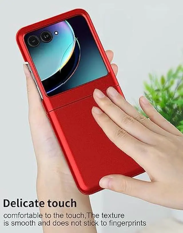 Alt view image 4 of 6 - Foluu Slim Fit Case for Motorola Razr Plus 2023, with 1 Pack Soft Inner TPU Moto Razr Plus 2023 Screen Protector, 1 Pack Front Built-in Screen Protector, Matte PC Cover for Motorola Razr+ 2023 Red