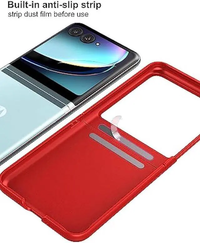 Alt view image 5 of 6 - Foluu Slim Fit Case for Motorola Razr Plus 2023, with 1 Pack Soft Inner TPU Moto Razr Plus 2023 Screen Protector, 1 Pack Front Built-in Screen Protector, Matte PC Cover for Motorola Razr+ 2023 Red