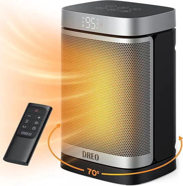 Main image of Dreo Space Heater, 1500W Portable Electric Heaters for Indoor Use, PTC Ceramic Heater for Office with Remote, Thermostat, 70°Oscillation, 12H Timer, 5 Modes, Quiet Safe Room Heater for Bedroom
